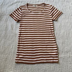 Madewell Ribbed Stripped Fitted Tee T-Shirt Short Sleeve Womens Size XS
